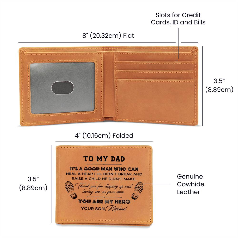 To My Dad, You Are My Hero Gifts For Father's Day Personalized Name Graphic Leather Wallet