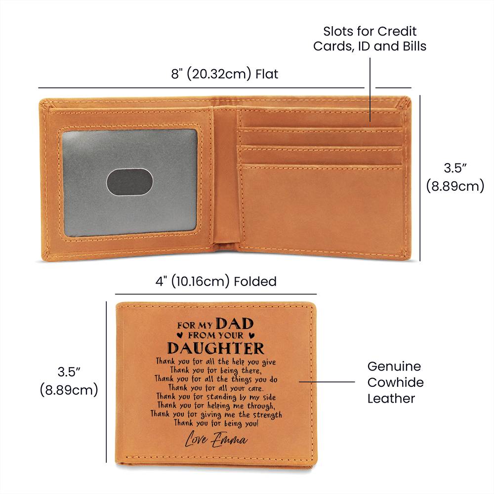 For My Dad From Your Daughter Gifts For Father's Day Personalized Name Graphic Leather Wallet