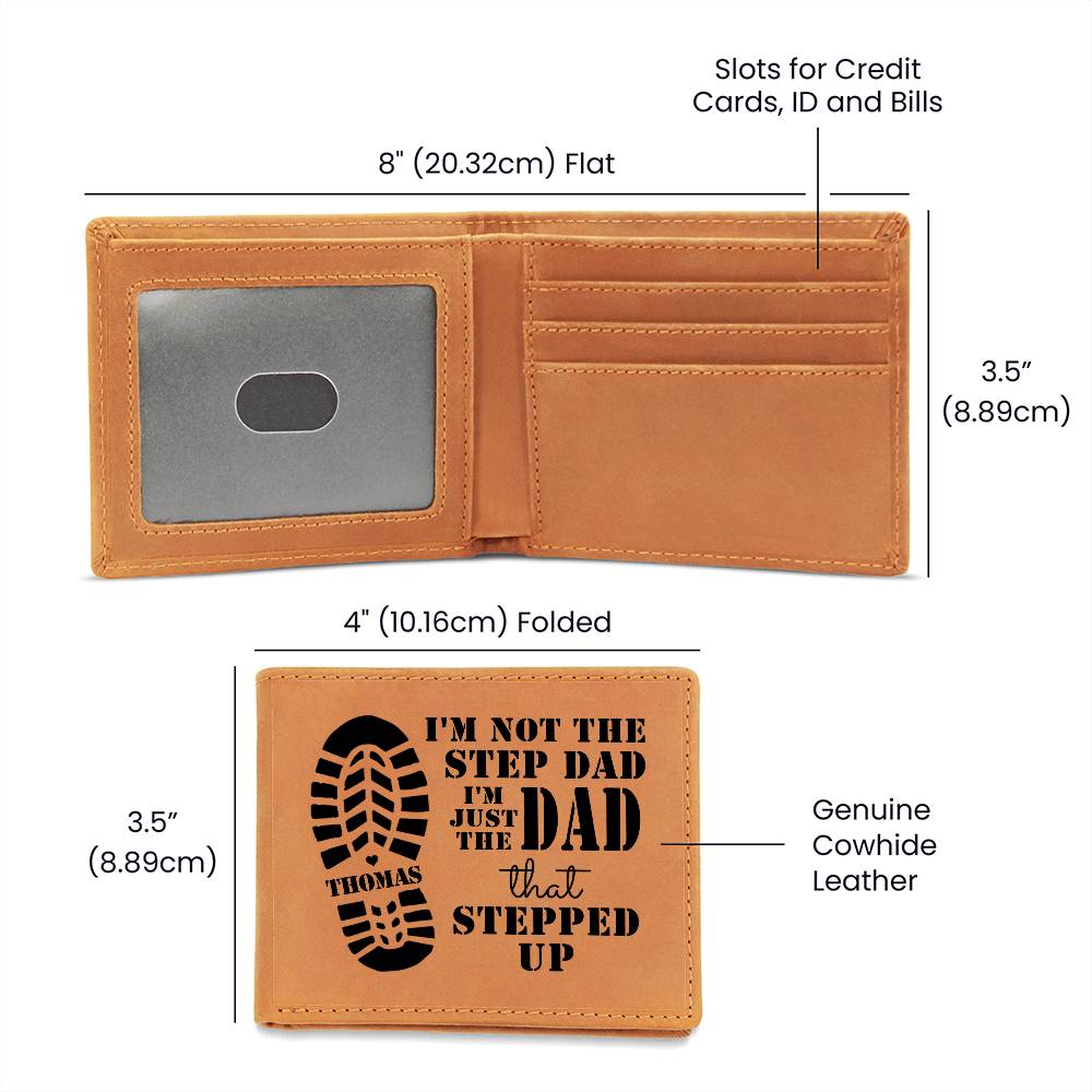 I'M NOT THE STEP DAD Gifts For Father's Day Birthday Gift Idea Personalized Name Graphic Leather Wallet