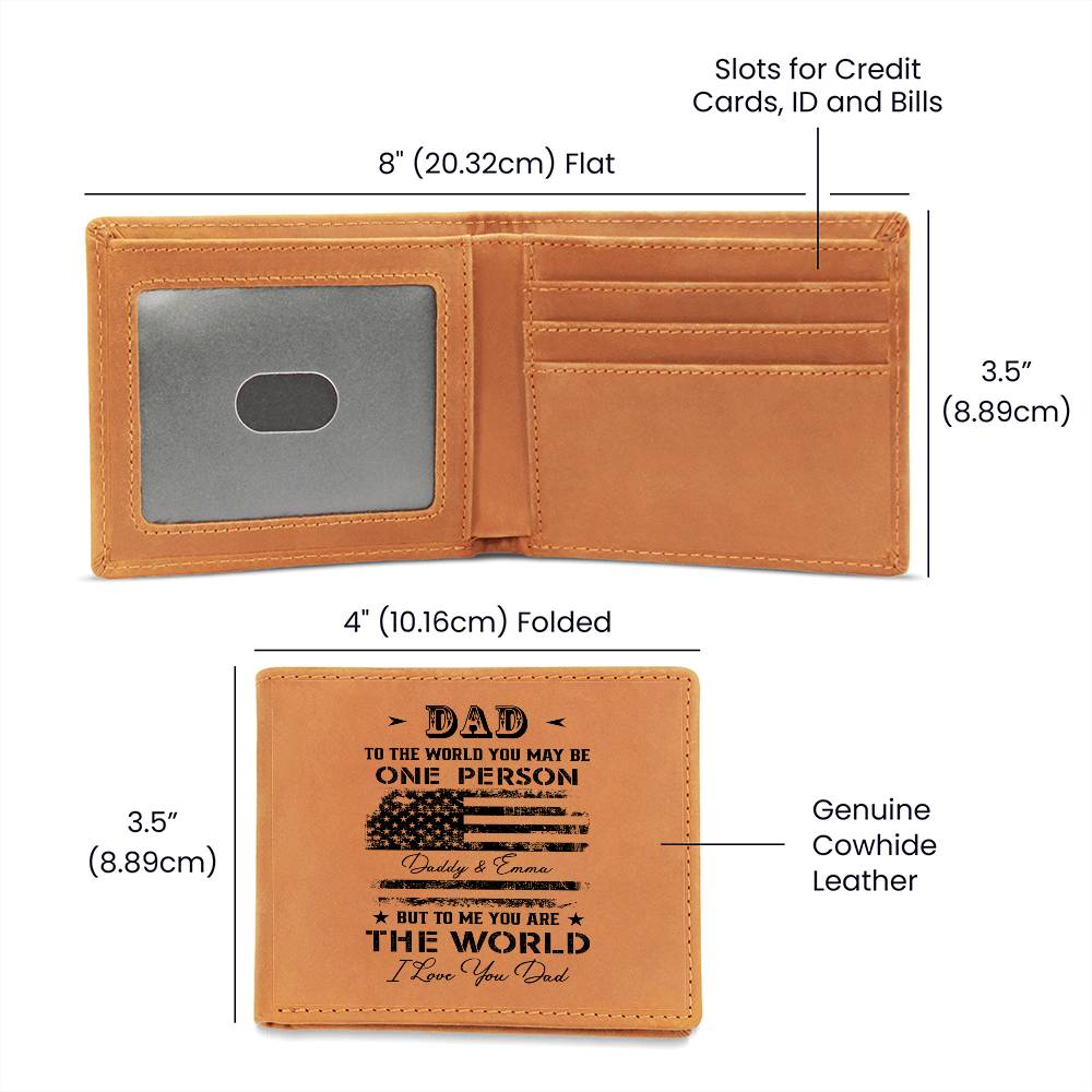 BUT TO ME YOU ARE THE WORLD I Love You Dad Gifts For Father's Day Custom Name Graphic Leather Wallet