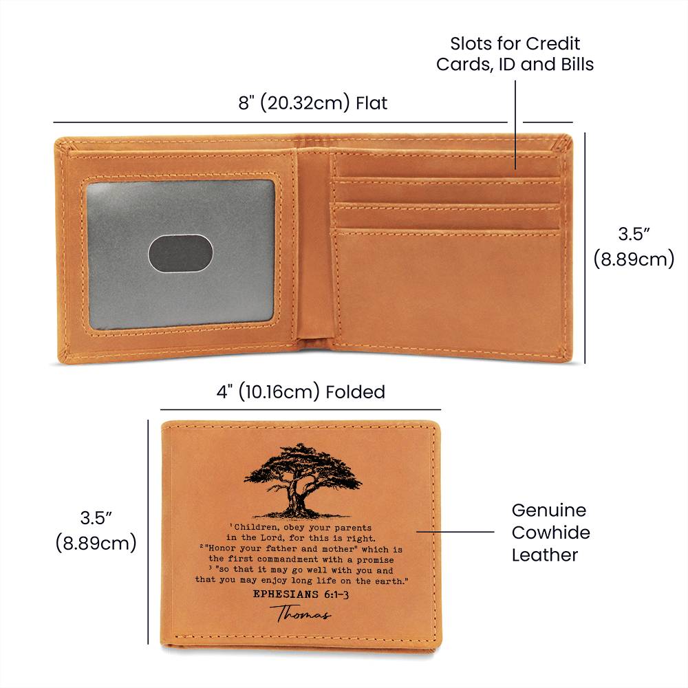 Children, Obey Your Parents In The Lord Gifts For Father's Day Personalized Name Graphic Leather Wallet