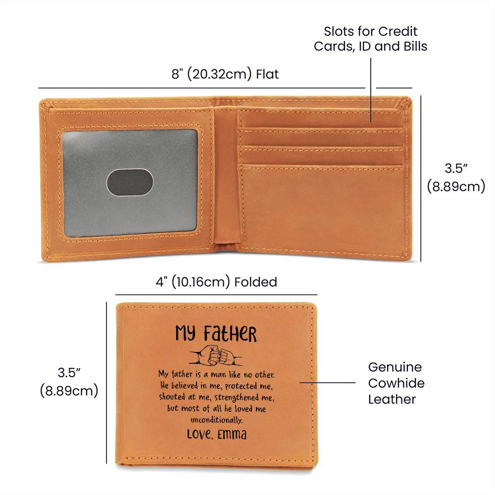 My Father Is A Man Like No Tther Gifts For Father's Day Custom Name Graphic Leather Wallet