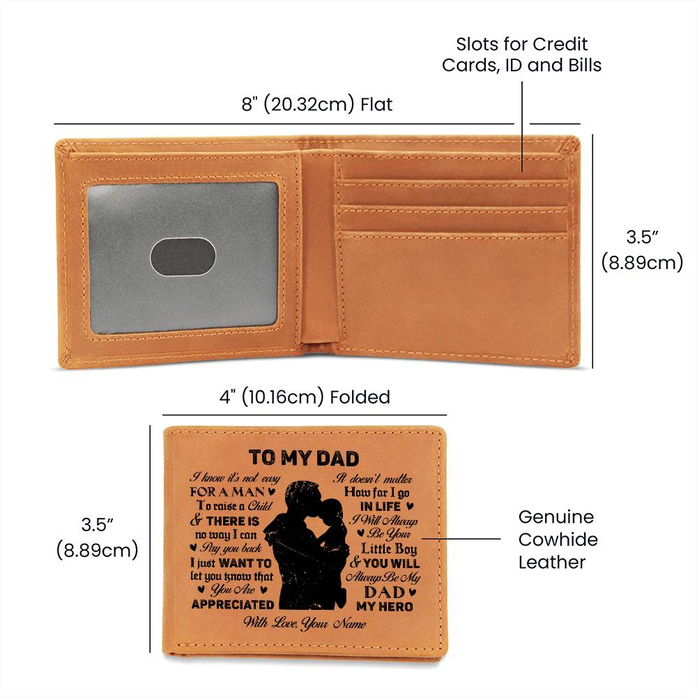 I Know It's Not Easy For A Man To Raise A Child Gifts For Father's Day Personalized Name Graphic Leather Wallet