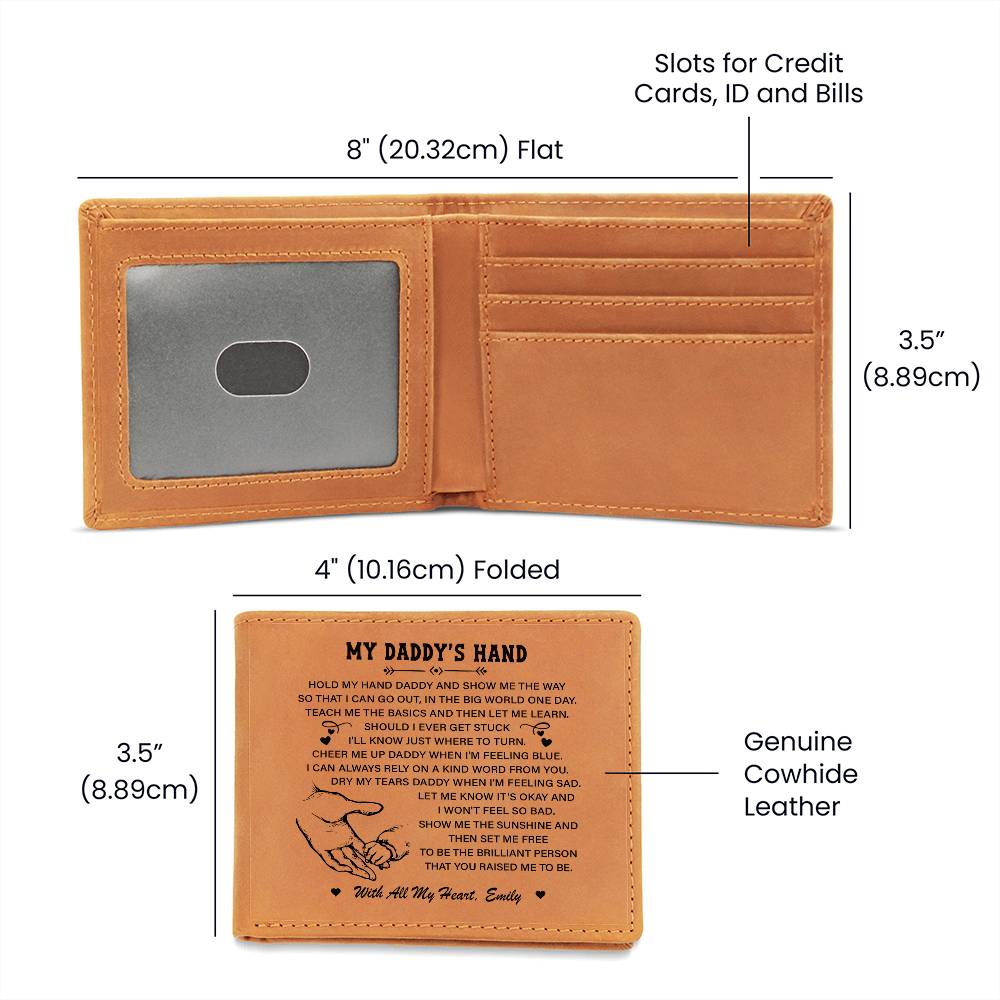 MY DADDY'S HAND Gifts For Father's Day Custom Name Graphic Leather Wallet