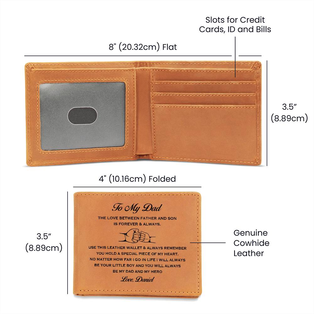 MY DAD MY HERO Gifts For Father's Day Personalized Name Graphic Leather Wallet