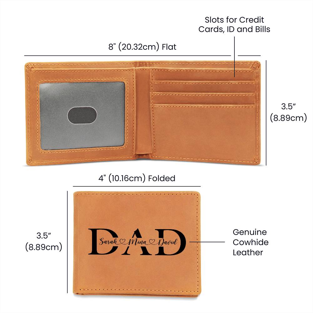 DAD Gifts For Father's Day Personalized Name Graphic Leather Wallet