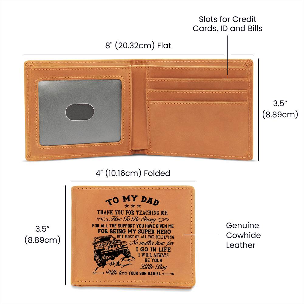 Dad's Mountaineering Pickup Truck Gifts For Father's Day Custom Name Graphic Leather Wallet