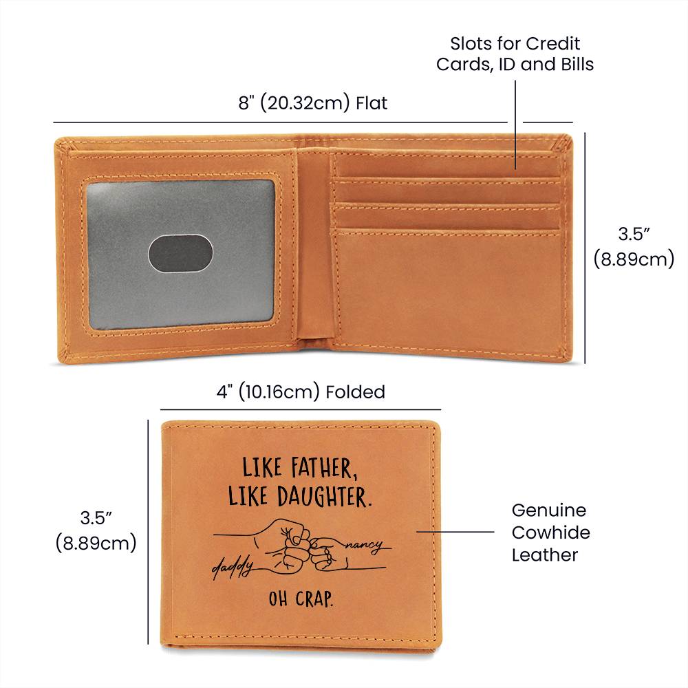 LIKE FATHER, LIKE DAUGHTER Gifts For Father's Day Personalized Name Graphic Leather Wallet