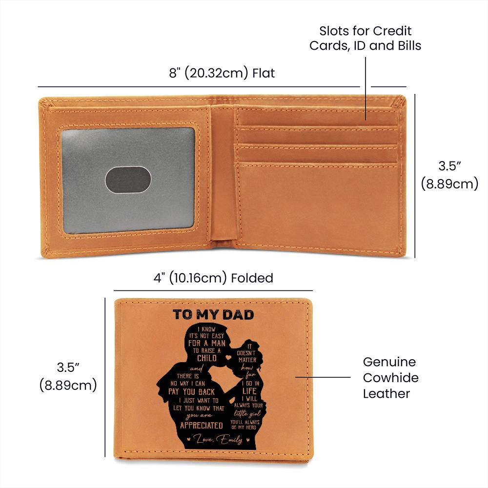 DAD & DAYGHTER SHADOW Gifts For Father's Day Personalized Name Graphic Leather Wallet