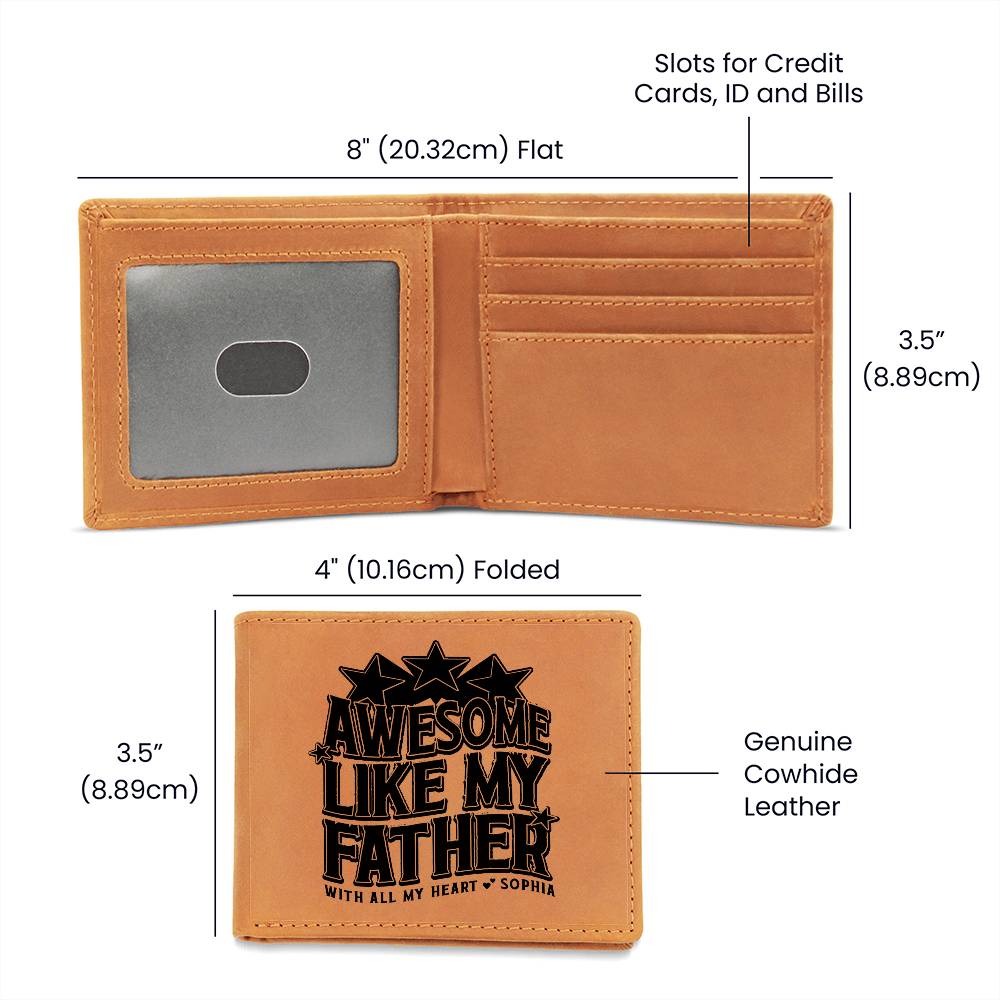 Awesome Like My Father Gifts For Father's Day Custom Name Graphic Leather Wallet