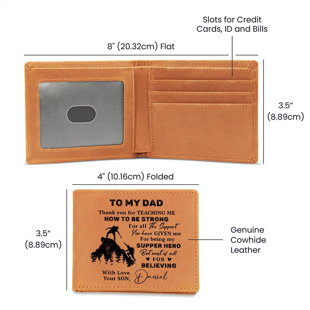 Father Son Climbing Gifts For Father's Day Personalized Name Graphic Leather Wallet