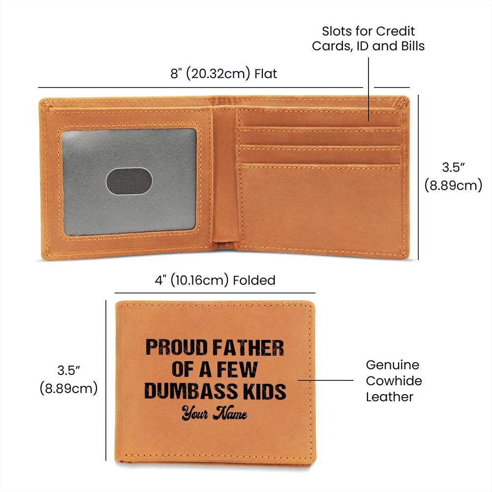 Proud Father Of A Few Dumbass Kids Gifts For Father's Day Birthday Gift Idea Personalized Name Graphic Leather Wallet