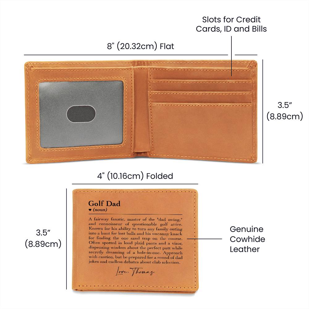 Golf Dad Gifts For Father's Day Personalized Name Graphic Leather Wallet