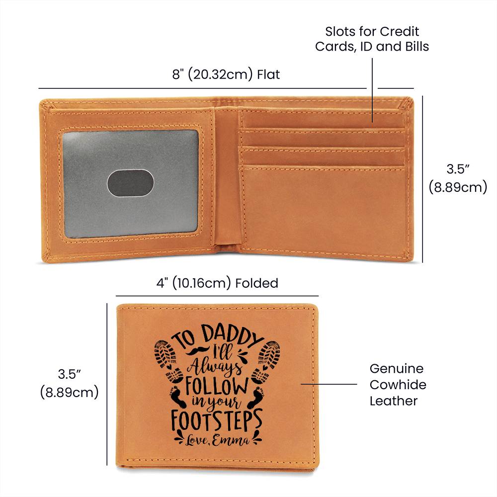 I'll Always Follow In Your Footsteps Gifts For Father's Day Personalized Name Graphic Leather Wallet