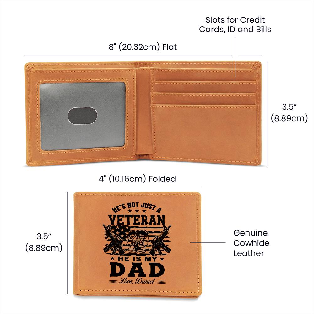 VETERAN DAD Gifts For Father's Day Personalized Name Graphic Leather Wallet