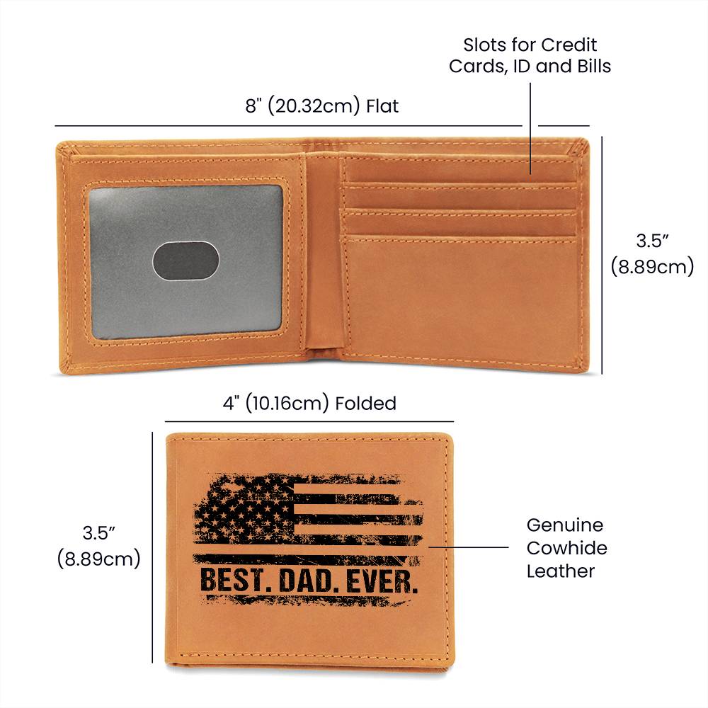 Best Dad Ever US American Flag Gifts For Father's Day Birthday Gift Idea Personalized Name Graphic Leather Wallet