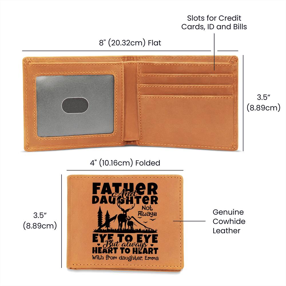 Father & Daughter Deer Gifts For Father's Day Birthday Gift Idea Personalized Name Graphic Leather Wallet