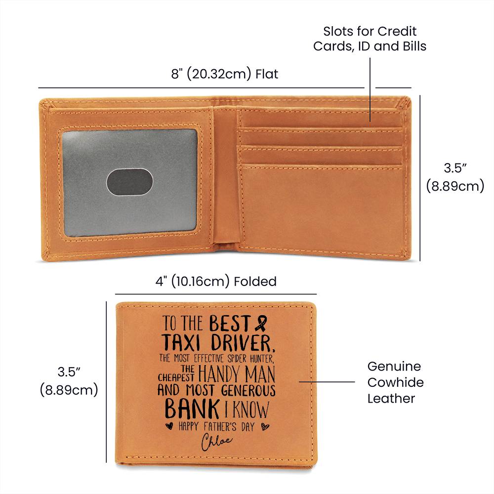 TO THE BEST TAXI DRIVE, AND THE MOST GENEROUS BANK Gifts For Father's Day Birthday Gift Idea Personalized Name Graphic Leather Wallet