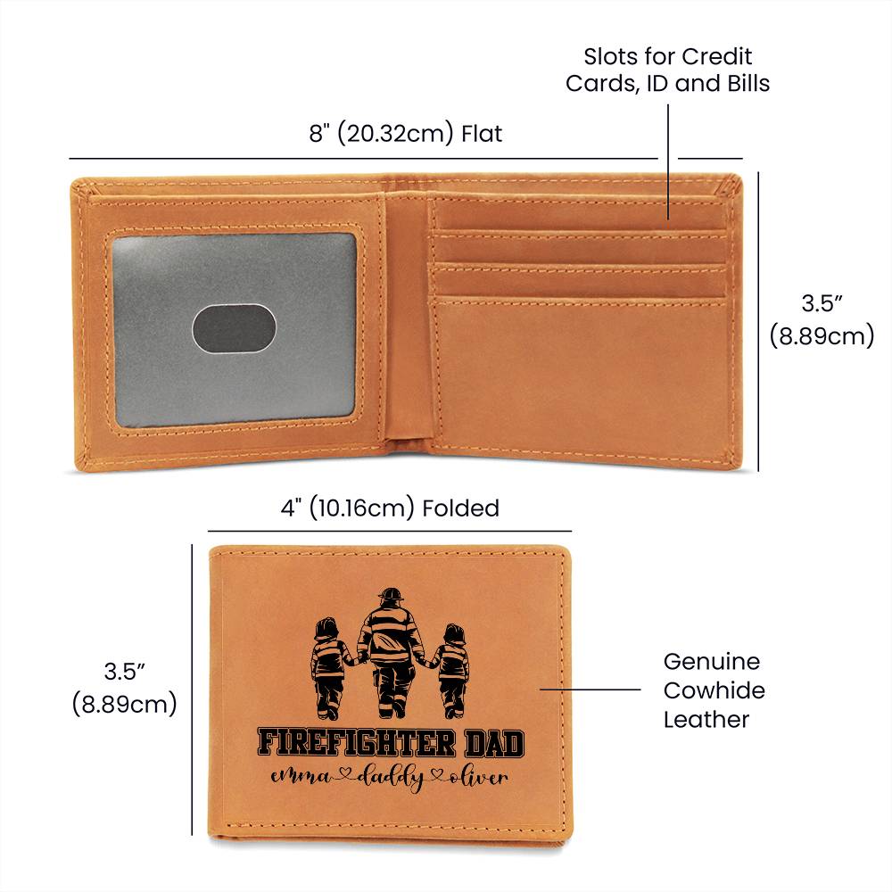 Firefighter Dad Gifts For Father's Day Personalized Name Graphic Leather Wallet