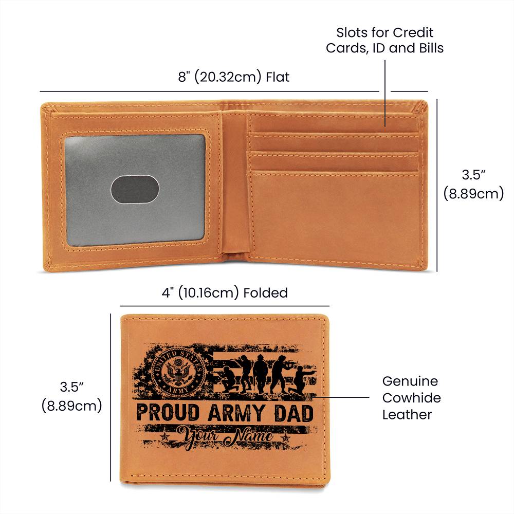 Proud Army Dad Gifts For Father's Day Birthday Gift Idea Personalized Name Graphic Leather Wallet