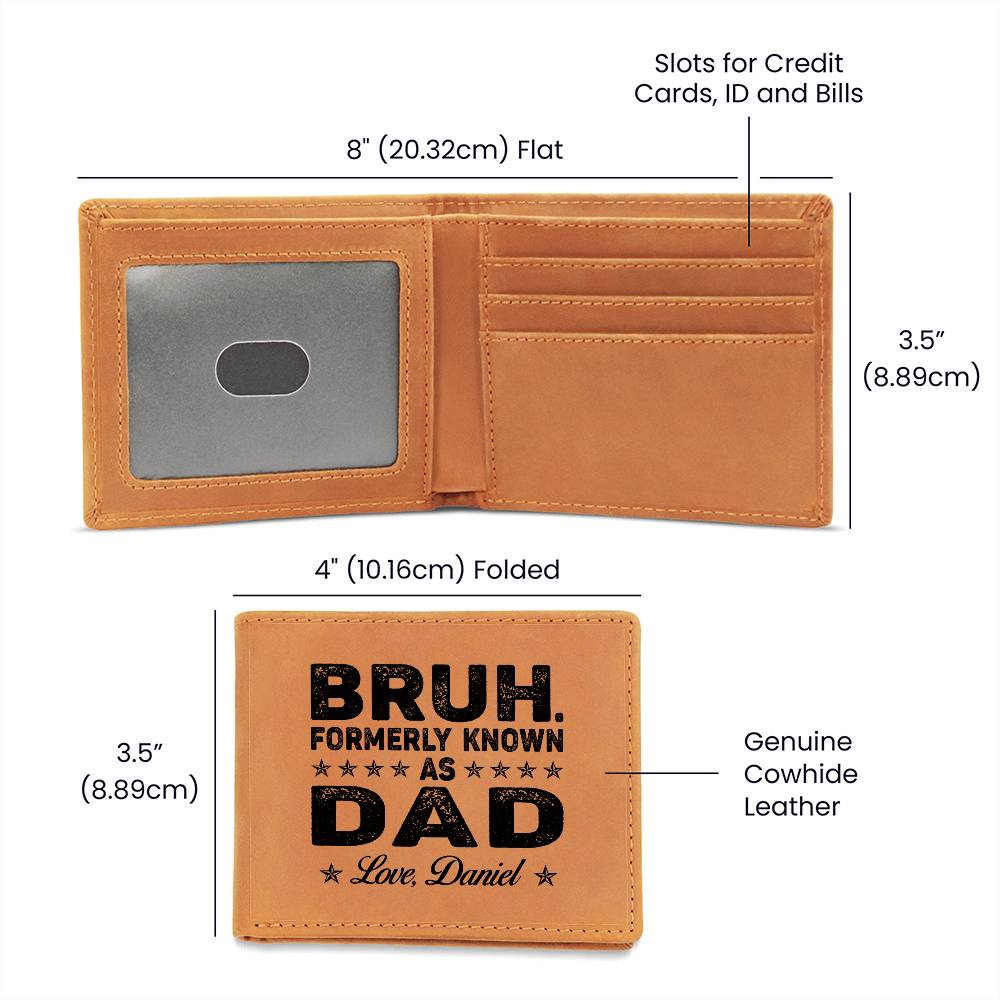 Fathers Day Dad Funny Bruh Formerly Known As Dad Papa Gifts For Father's Day Birthday Gift Idea Personalized Name Graphic Leather Wallet