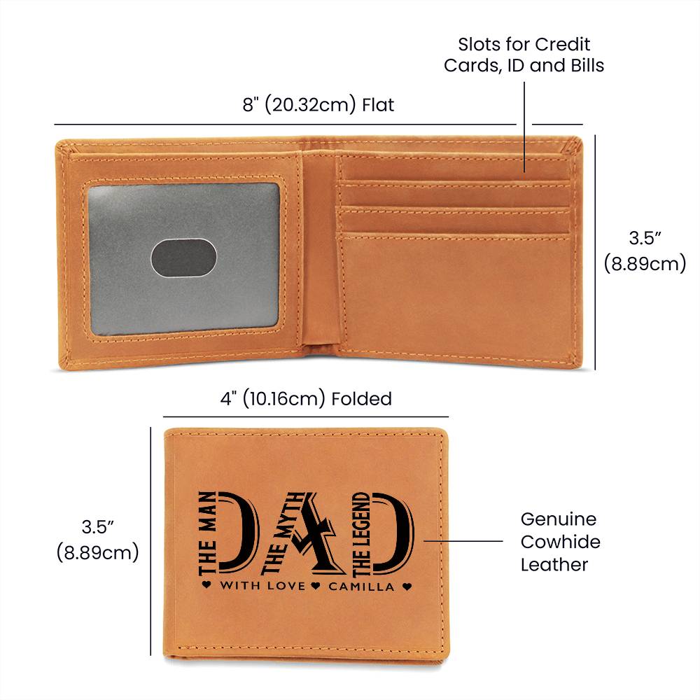 DAD, THE MAN, THE MYTH, THE LEGEND Gifts For Father's Day Custom Name Graphic Leather Wallet