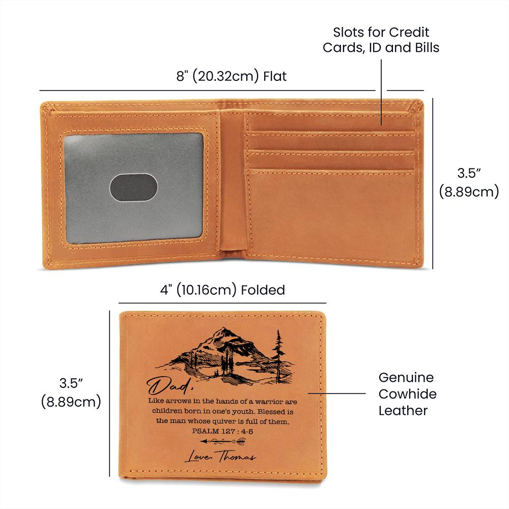 Dad, Psalm 127 Gifts For Father's Day Personalized Name Graphic Leather Wallet