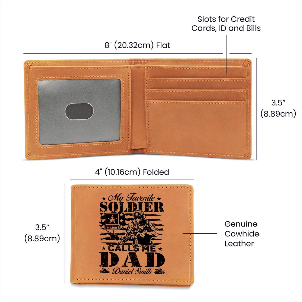 US ARMY MY FAVORITE SOLDIER CALLS ME DAD Gifts For Father's Day Personalized Name Graphic Leather Wallet