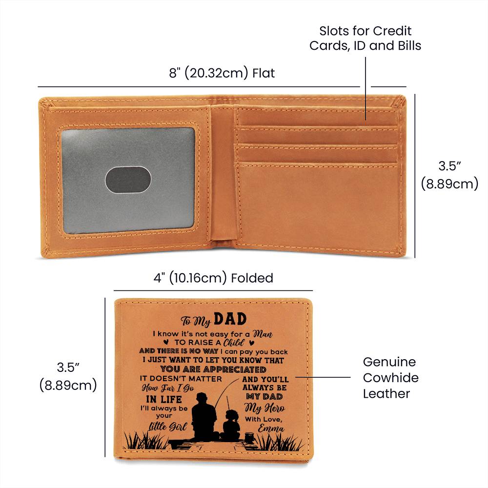 Father & Daughter Fishing Gifts For Father's Day Personalized Name Graphic Leather Wallet