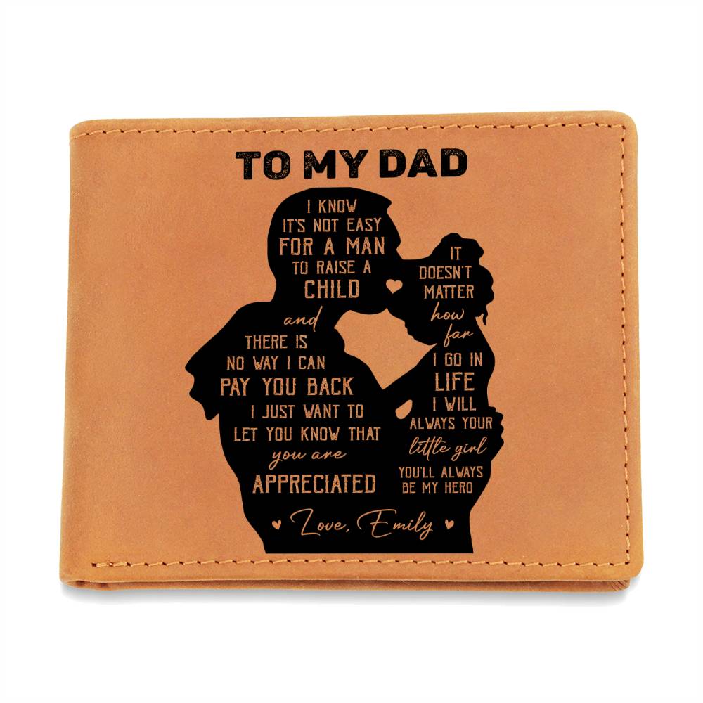 DAD & DAYGHTER SHADOW Gifts For Father's Day Personalized Name Graphic Leather Wallet