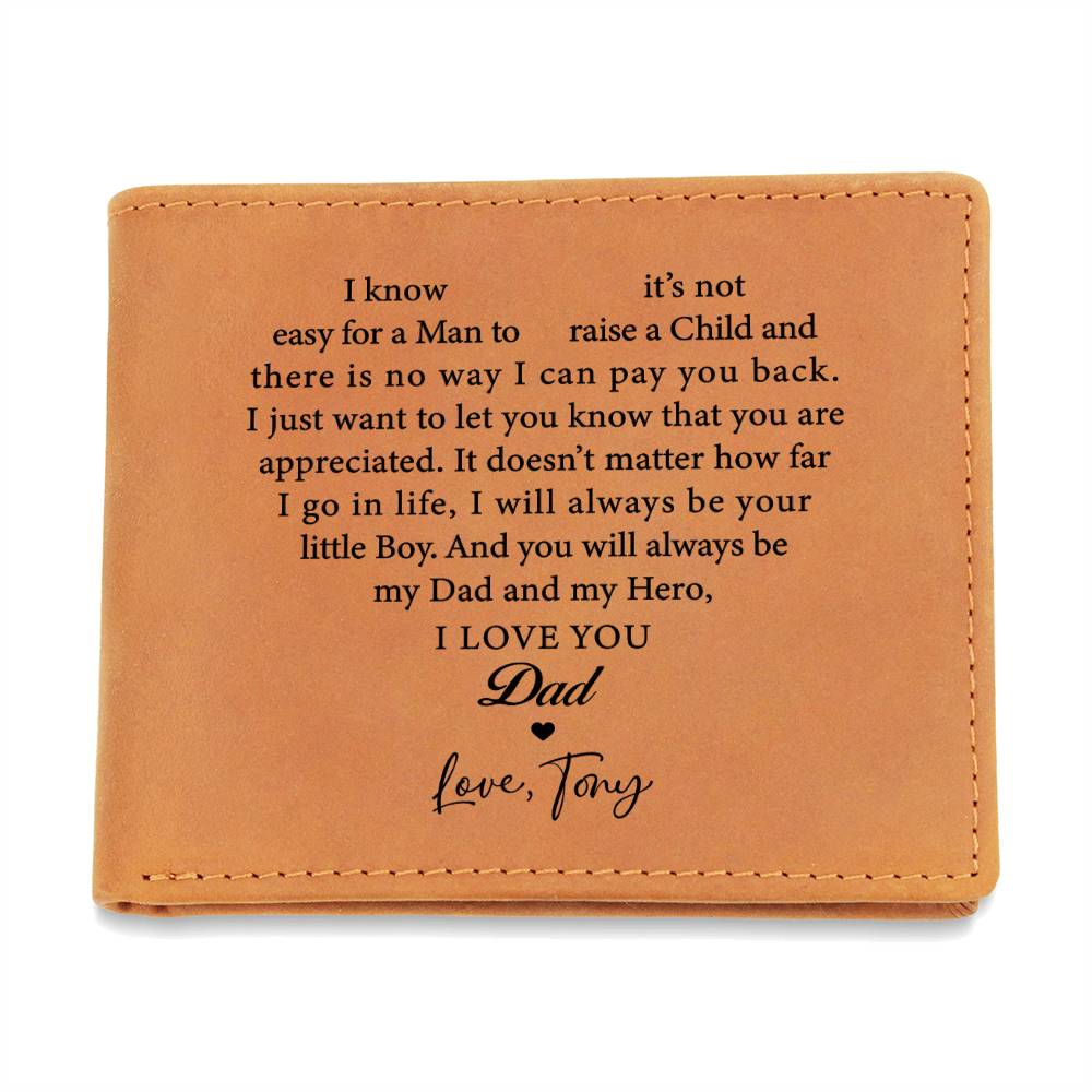 My Dad And My Hero I LOVE YOU DAD Gifts For Father's Day Personalized Name Graphic Leather Wallet