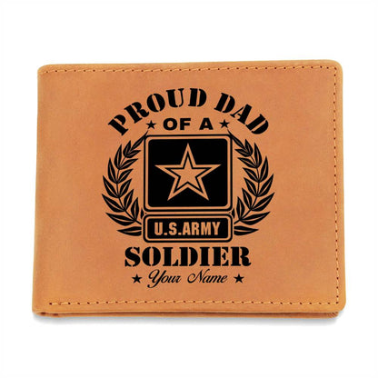 Proud Dad Of A SOLDIER US ARMY Gifts For Father's Day Personalized Name Graphic Leather Wallet