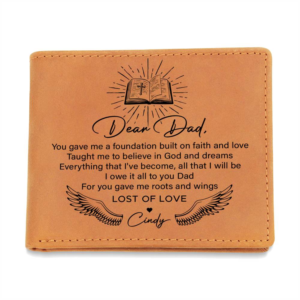 You Gave Me A Foundation Built On Faith Gifts For Father's Day Birthday Gift Idea Personalized Name Graphic Leather Wallet