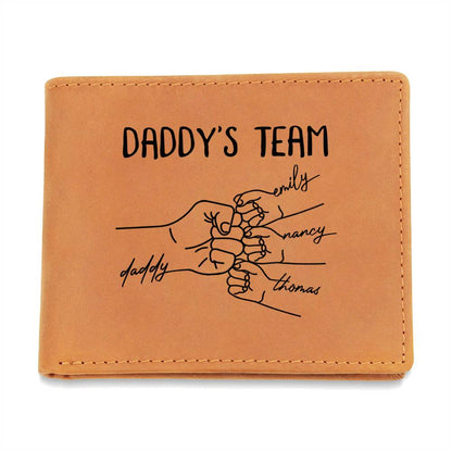 DADDY'S TEAM Gifts For Father's Day Personalized Name Graphic Leather Wallet