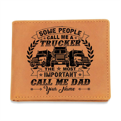 SOME PEOPLE CALL ME A TRUCKER Gifts For Father's Day Birthday Gift Idea Personalized Name Graphic Leather Wallet