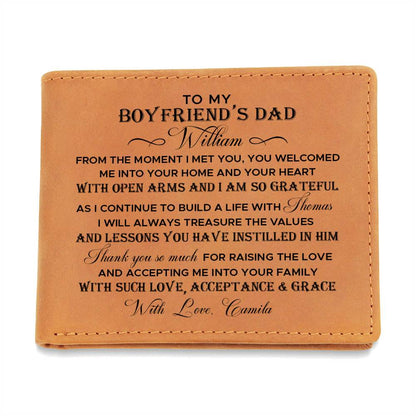 TO MY BOYFRIEND'S DAD Gifts For Father's Day Personalized Name Graphic Leather Wallet