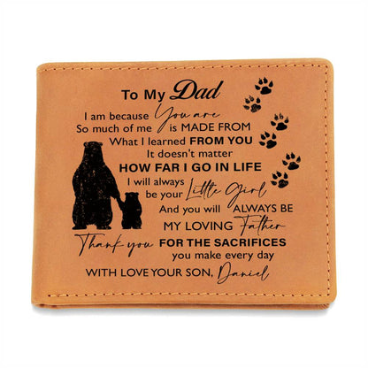 THANK YOU FOR THE SACRIFICES YOU MAKE EVERY DAY Gifts For Father's Day Personalized Name Graphic Leather Wallet