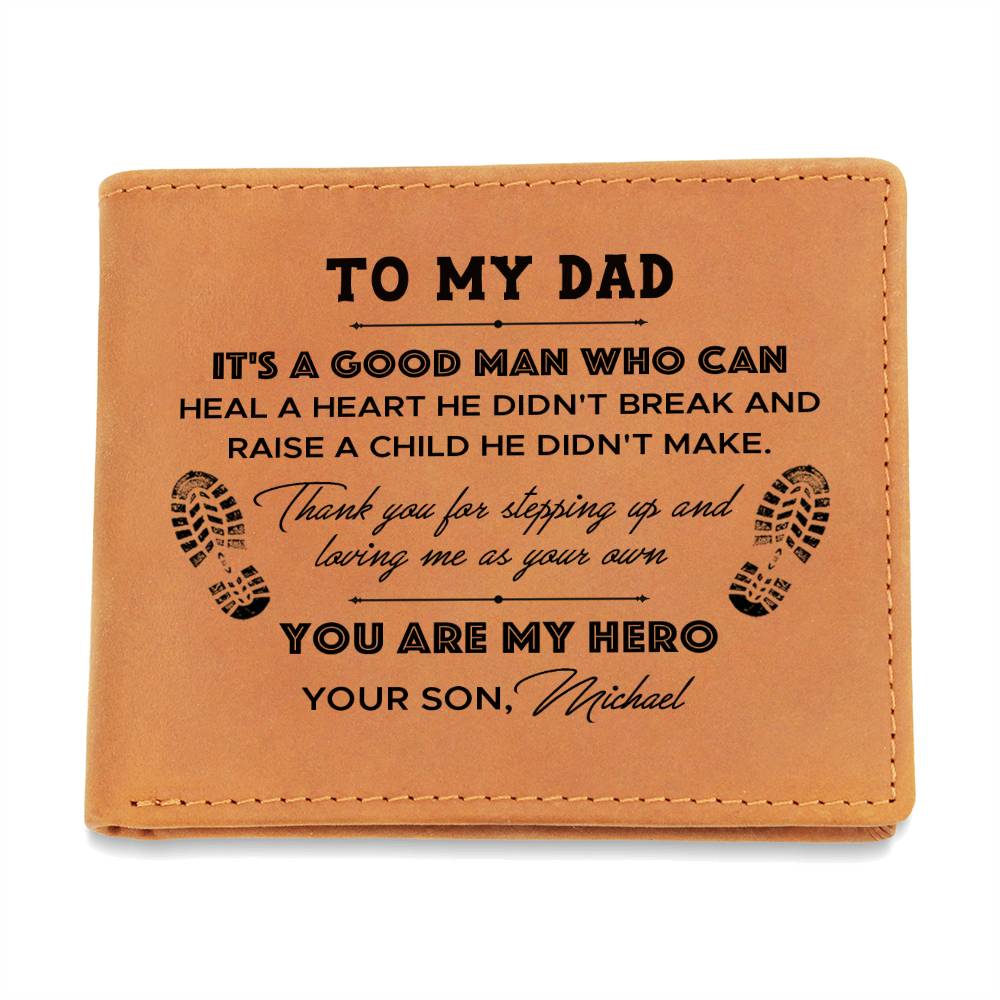 To My Dad, You Are My Hero Gifts For Father's Day Personalized Name Graphic Leather Wallet