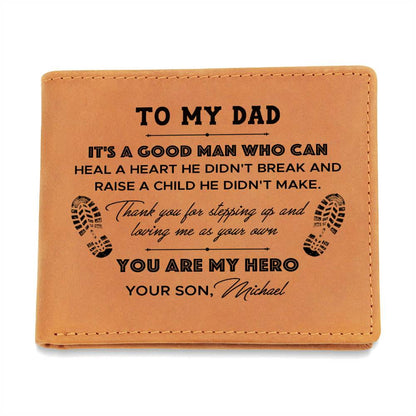 To My Dad, You Are My Hero Gifts For Father's Day Personalized Name Graphic Leather Wallet