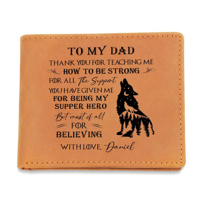 Father And Son Wolf Gifts For Father's Day Personalized Name Graphic Leather Wallet