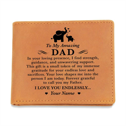 Forever Grateful To Call You My Father Gifts For Father's Day Personalized Name Graphic Leather Wallet