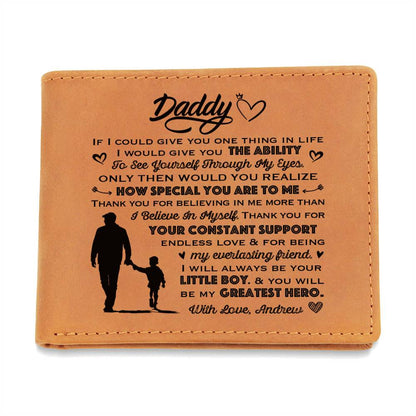 DADDY, YOU WILL BE MY GREATEST HERO Gifts For Father's Day Personalized Name Graphic Leather Wallet