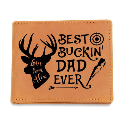 BEST BUCKIN DAD EVER Gifts For Father's Day Birthday Gift Idea Personalized Name Graphic Leather Wallet