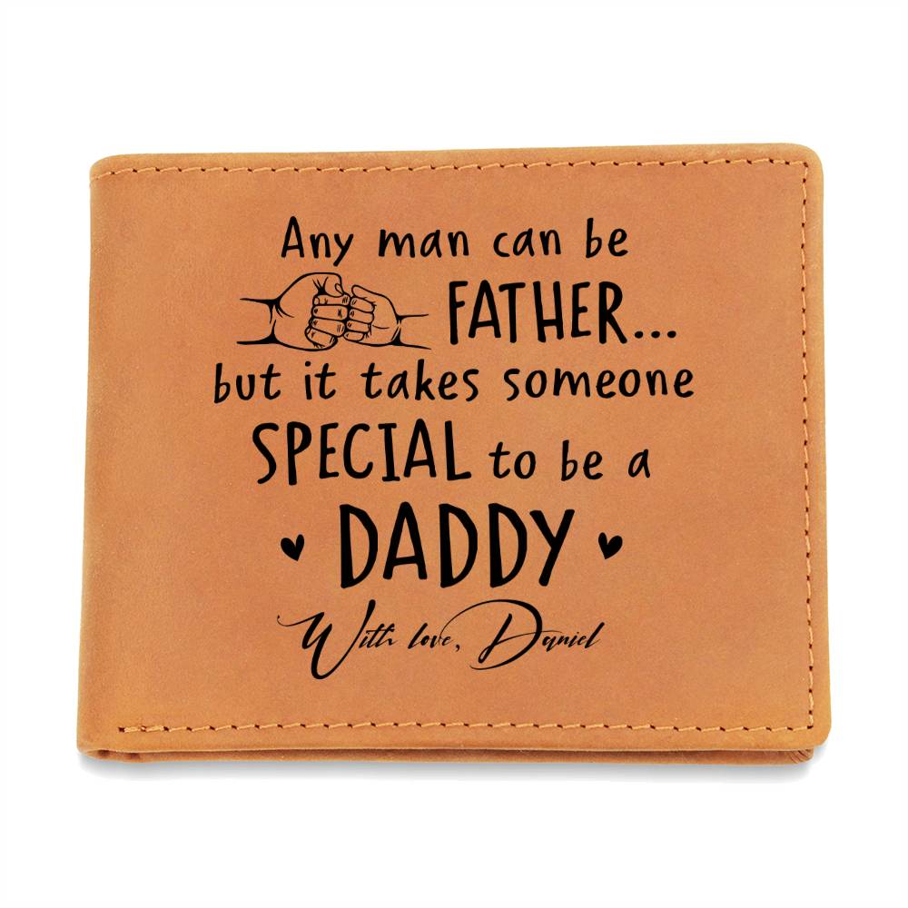 Any Man Can Be A Father Gifts For Father's Day Personalized Name Graphic Leather Wallet