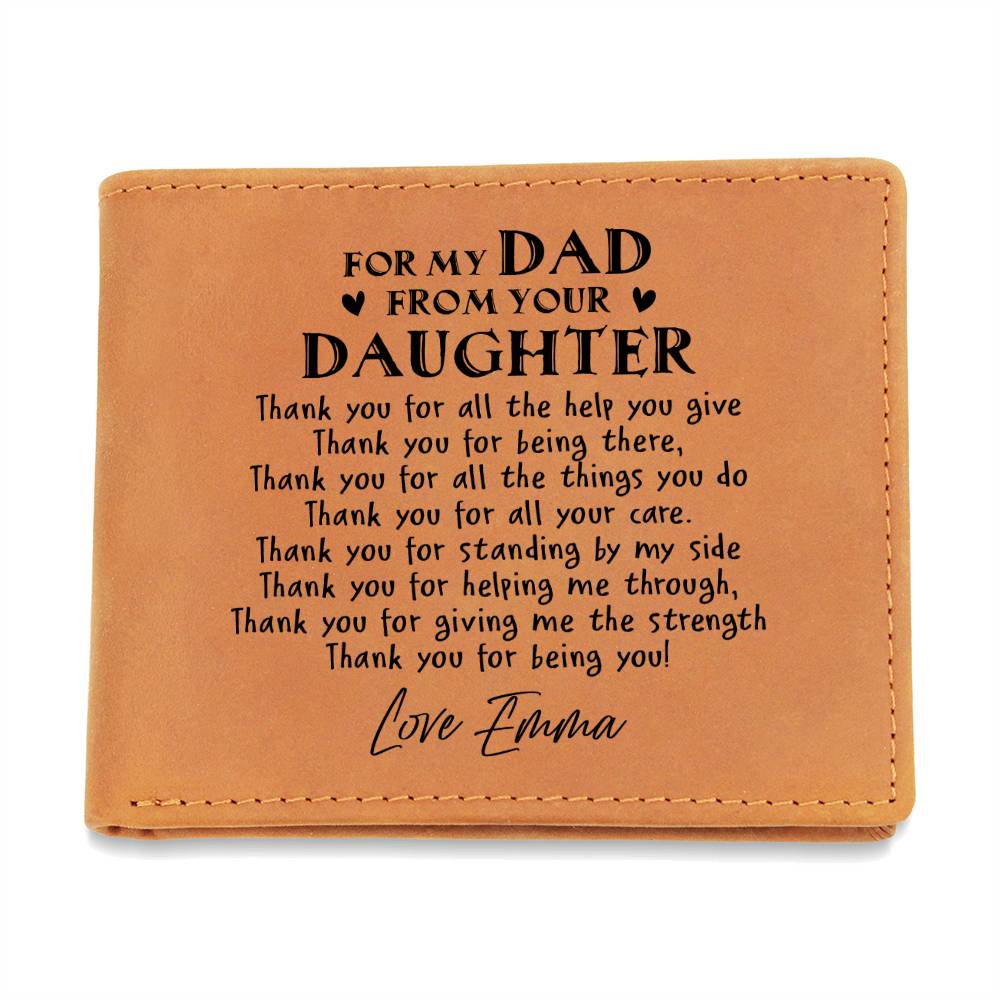 For My Dad From Your Daughter Gifts For Father's Day Personalized Name Graphic Leather Wallet