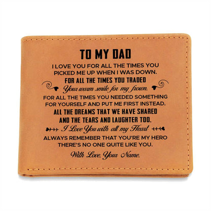 ALL THE DREAMS THAT WE HAVE SHARED Gifts For Father's Day Personalized Name Graphic Leather Wallet