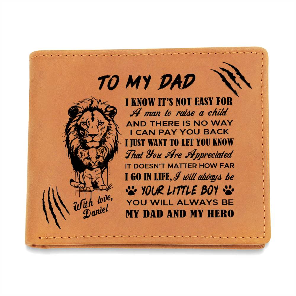 My Dad And My Hero Gifts For Father's Day Personalized Name Graphic Leather Wallet