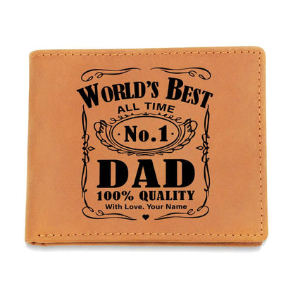 World´s Best No. 1 Dad Daddy Gifts For Father's Day Birthday Gift Idea Personalized Name Graphic Leather Wallet