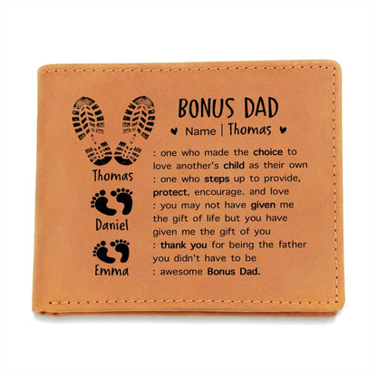 Awesome Bonus Dad Gifts For Father's Day Personalized Name Graphic Leather Wallet