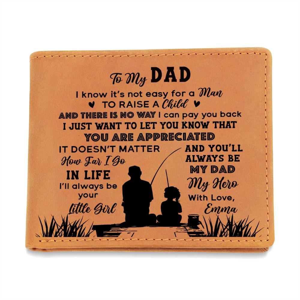 Father & Daughter Fishing Gifts For Father's Day Personalized Name Graphic Leather Wallet